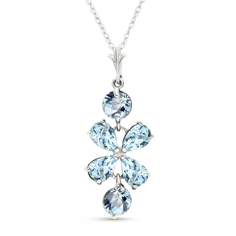 14K. GOLD CHANDELIERS EARRING WITH AQUAMARINES (White Gold)